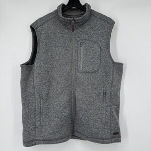 Smiths Mens Fleece Vest XL Heathered Gray Full Zip Pockets Gray Pockets